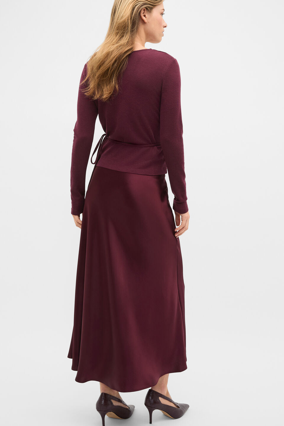 Australian Merino Wrap Top  Plum Red