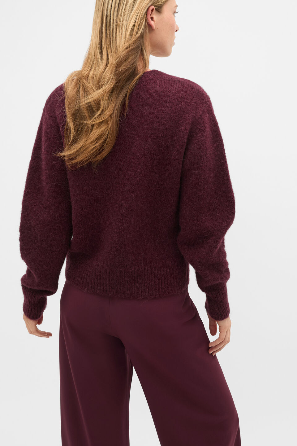 Lofty Relaxed Cardigan  Plum Red