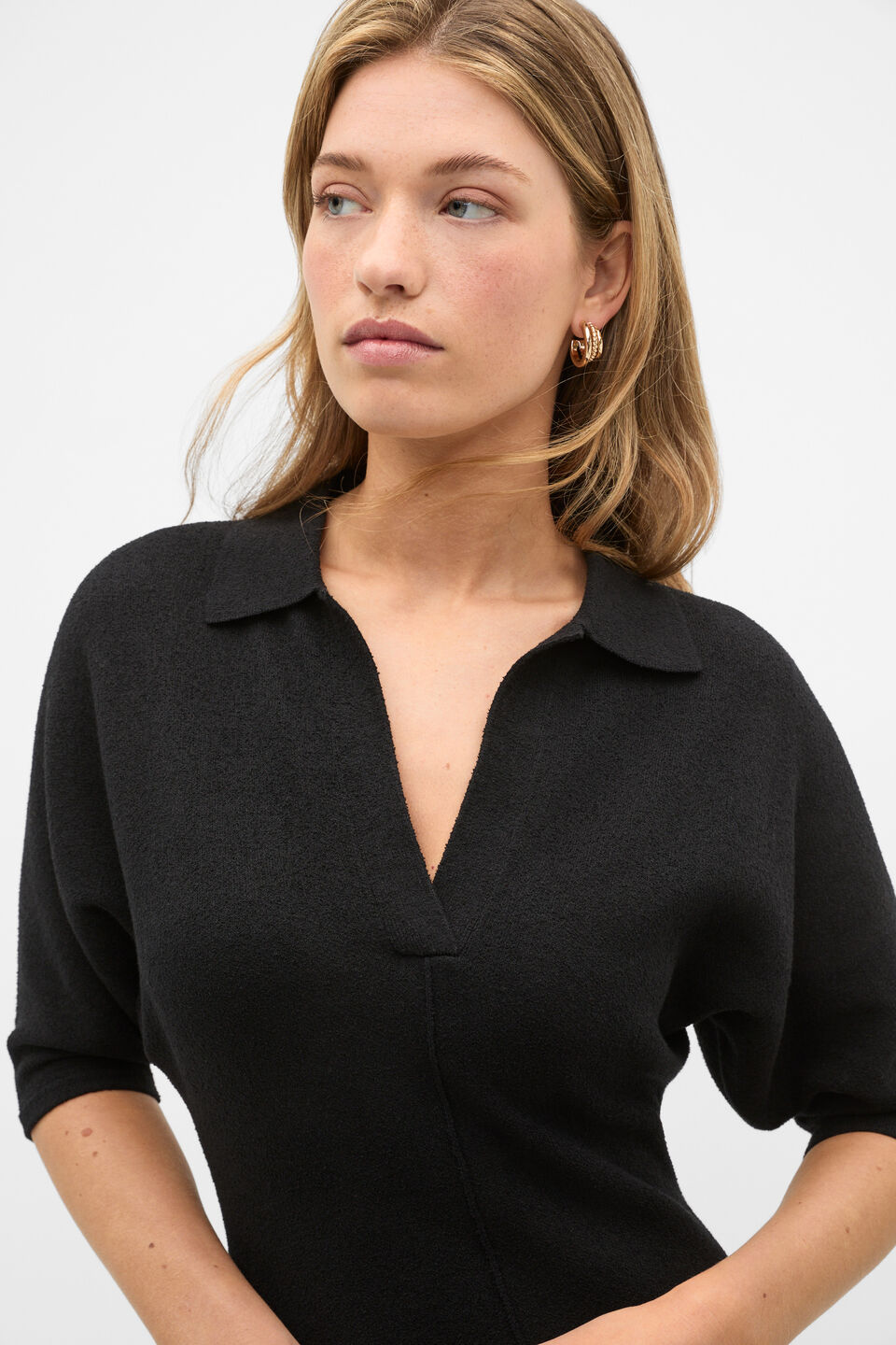Relaxed Polo Dress  Black