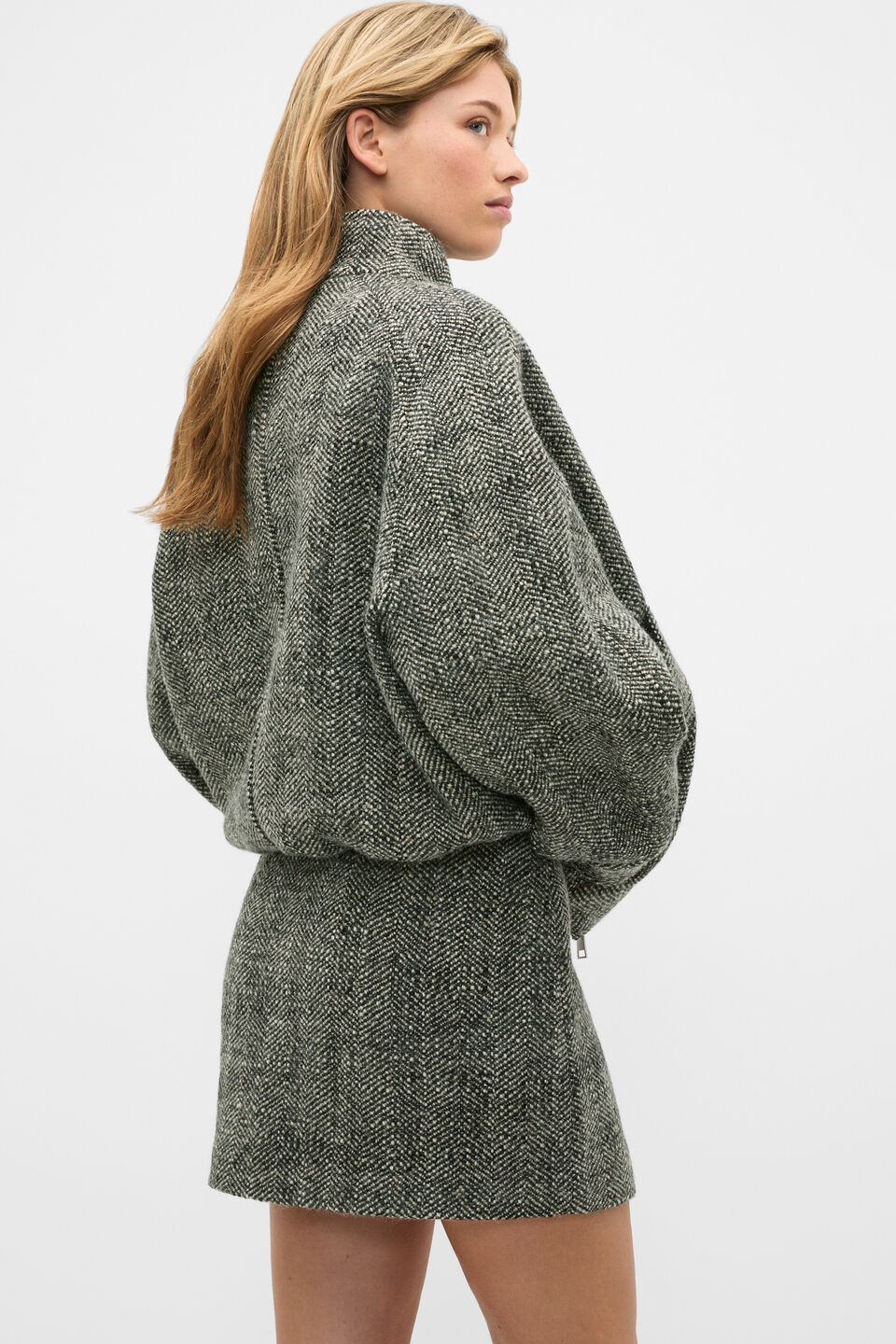 Textured Mini Skirt  Pale Slate Crossdye