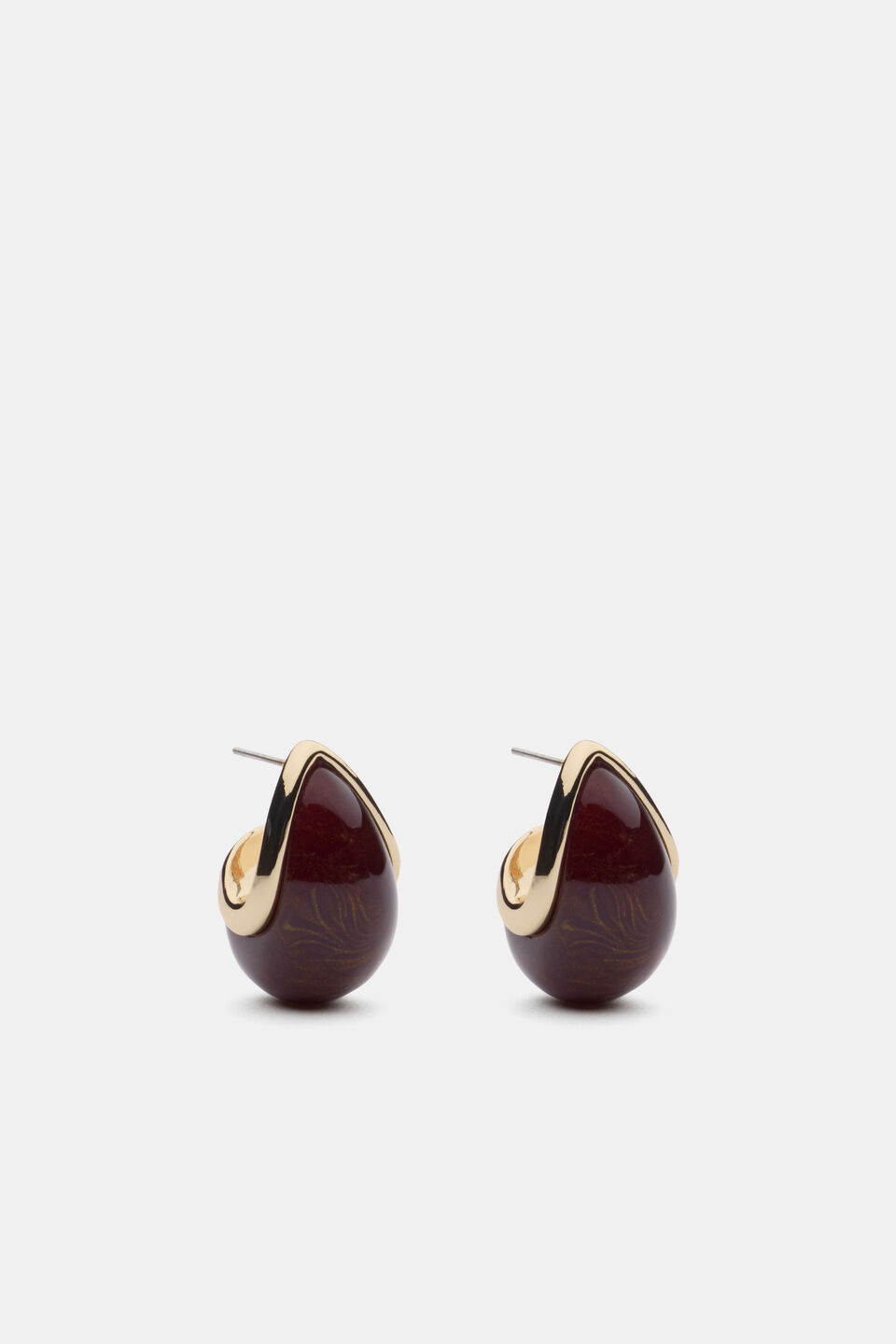 Round Resin Earring  Plum Red