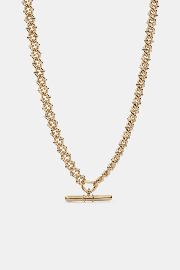 T Bar Pendant Necklace  Gold  hi-res