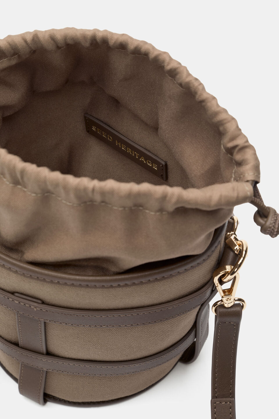 Leather Detail Bucket Bag  Cocoa
