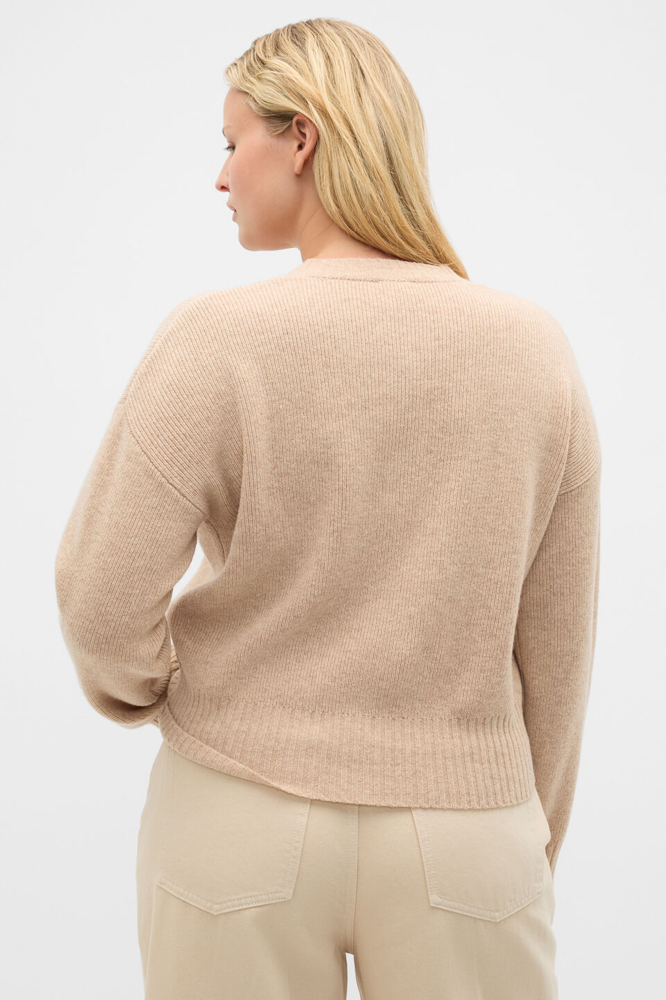 Merino Button Up Knit Cardigan  Sandstone Marle