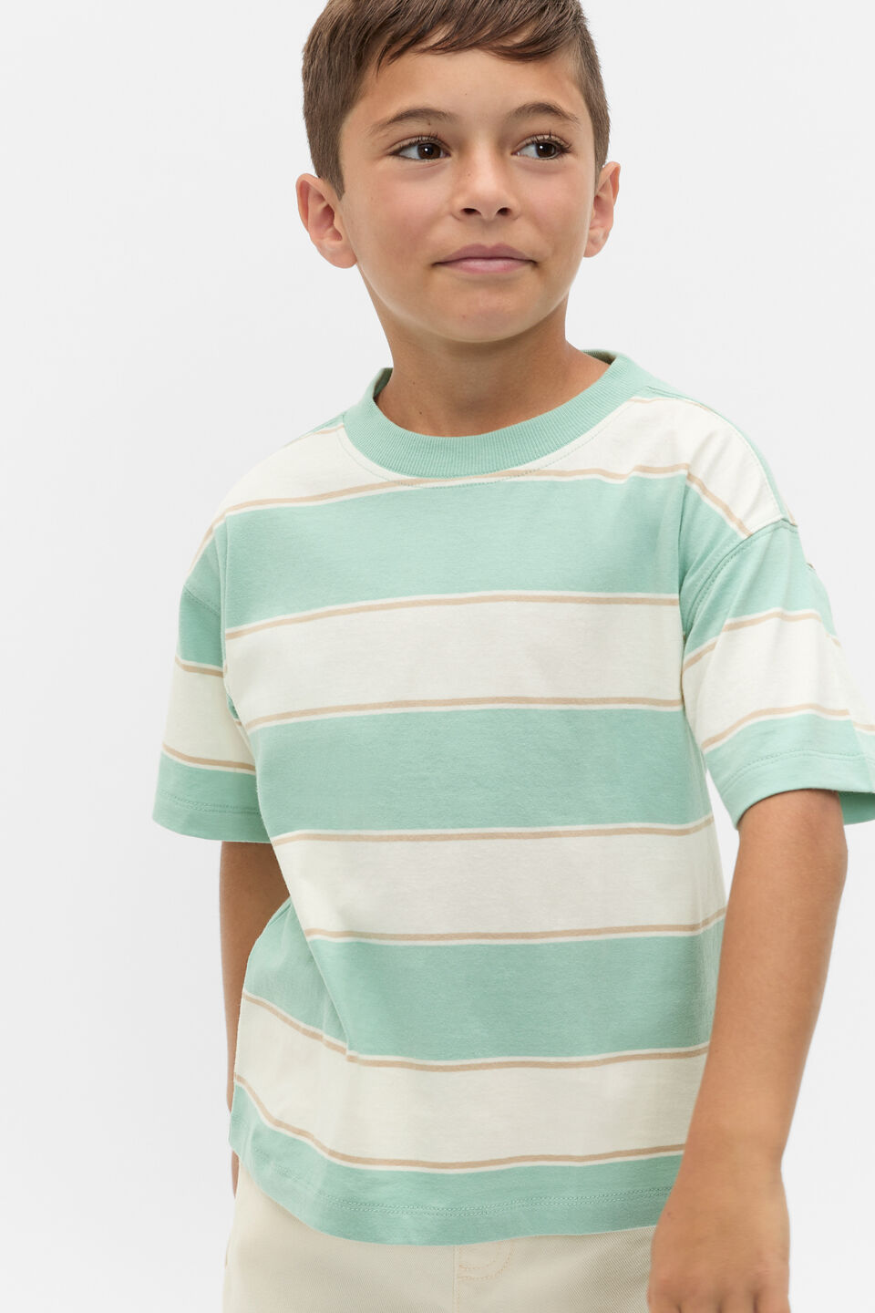 Relaxed Stripe Tee  Dark Mint