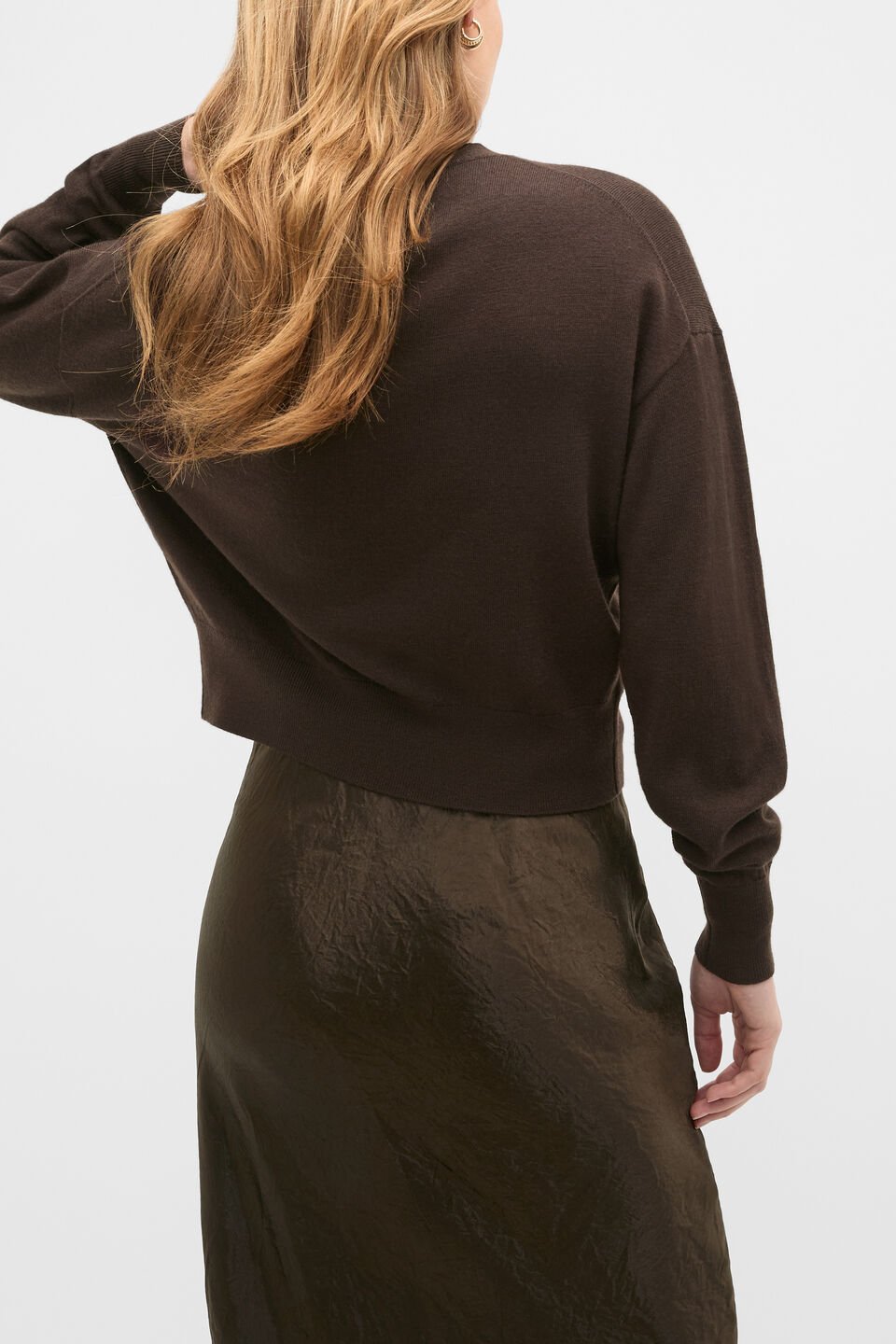 Australian Merino Relaxed Cardigan  Coffee Bean