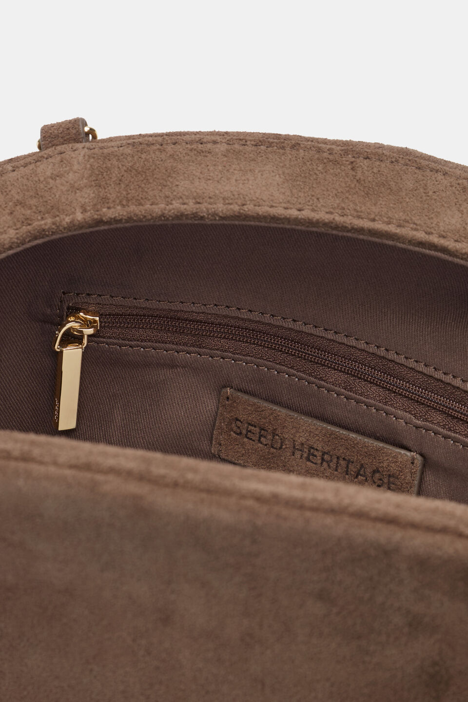 Suede Rounded Clutch  Cocoa Suede