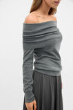 Off Shoulder Ruched Knit  Charcoal Grey Marle  hi-res