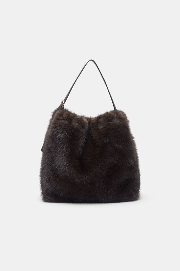 Fur Hobo Bag  Coffee Bean  hi-res