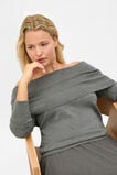 Off Shoulder Ruched Knit  Charcoal Grey Marle  hi-res