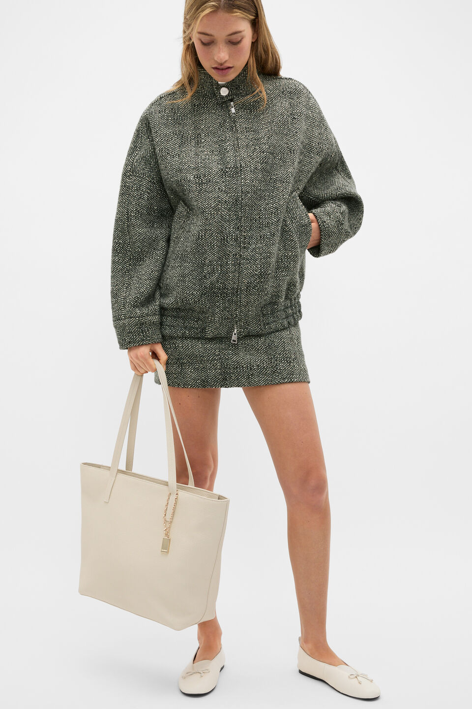 Leather Everyday Tote  Cream