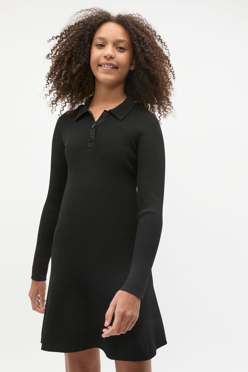 Polo Knit Dress  Black