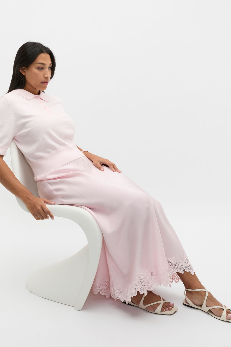 Crinkled Satin Skirt  Primrose