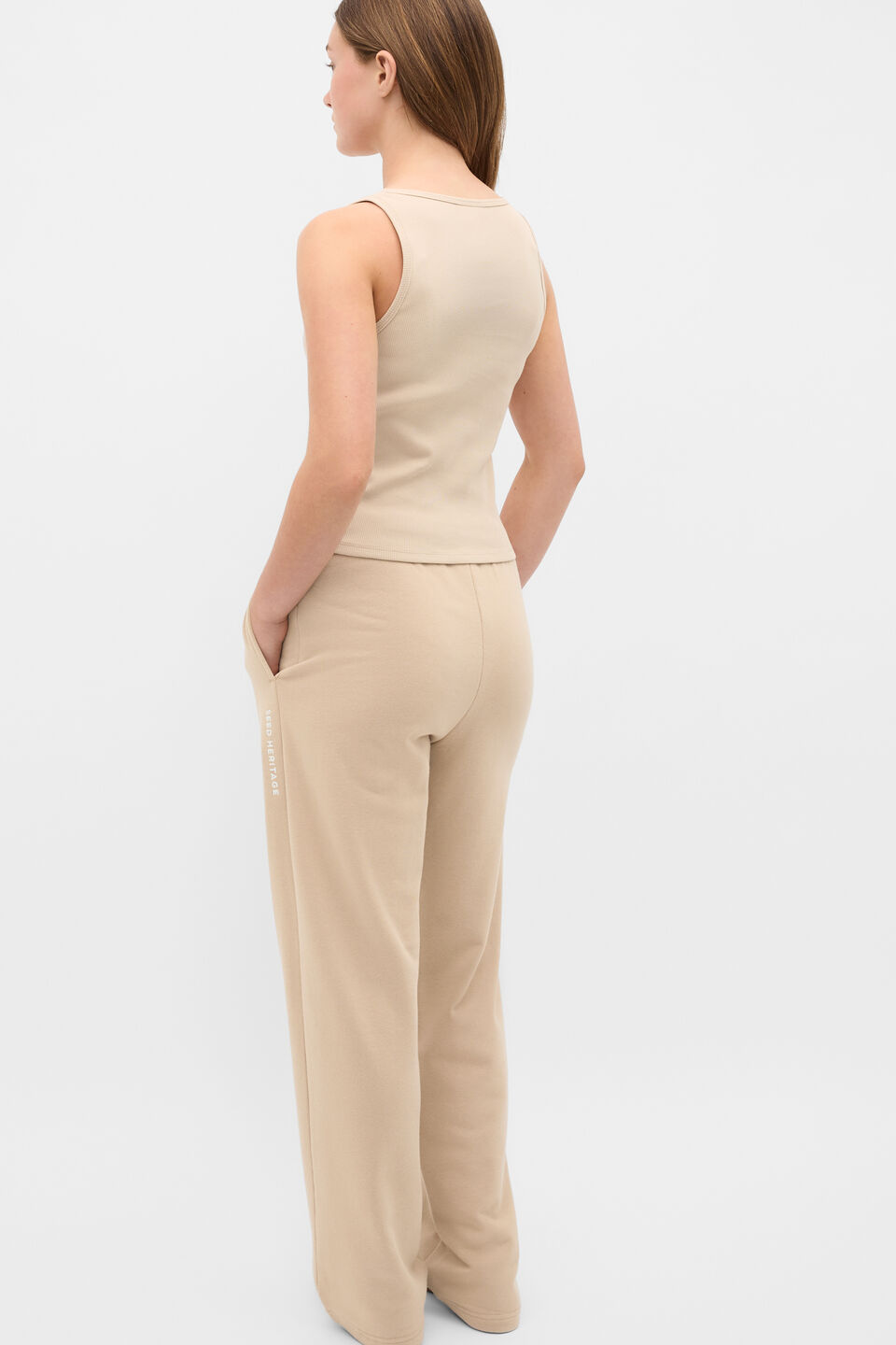 Square Neck Logo Tank  Sandstone