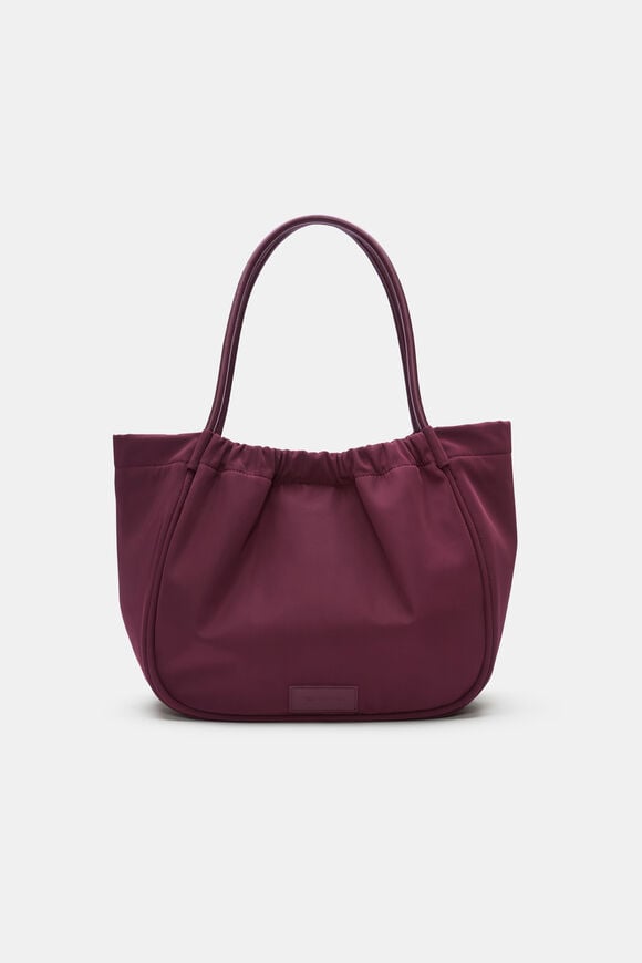 Ruched Essential Tech Tote  Plum Red  hi-res