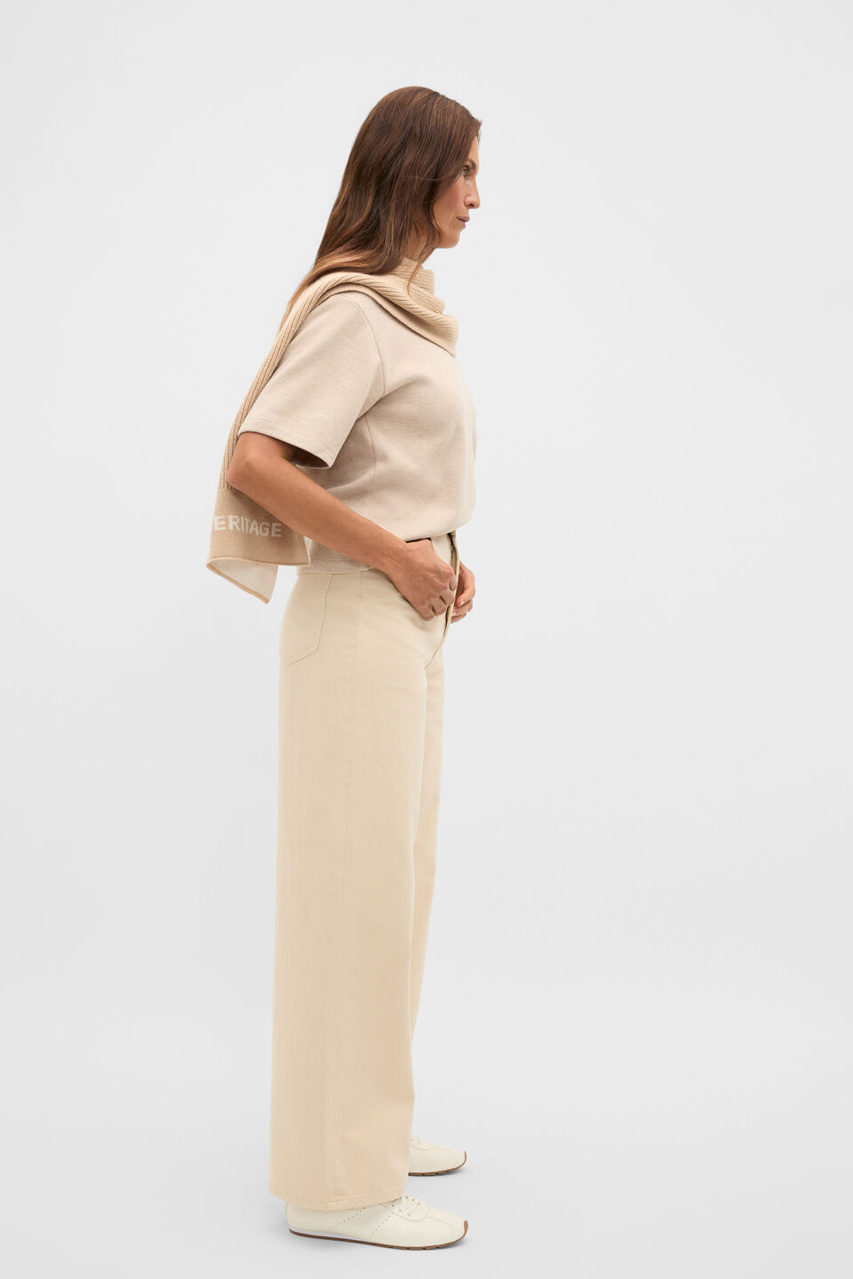 Brushed Boxy Crew Neck Tee  Sandstone Marle