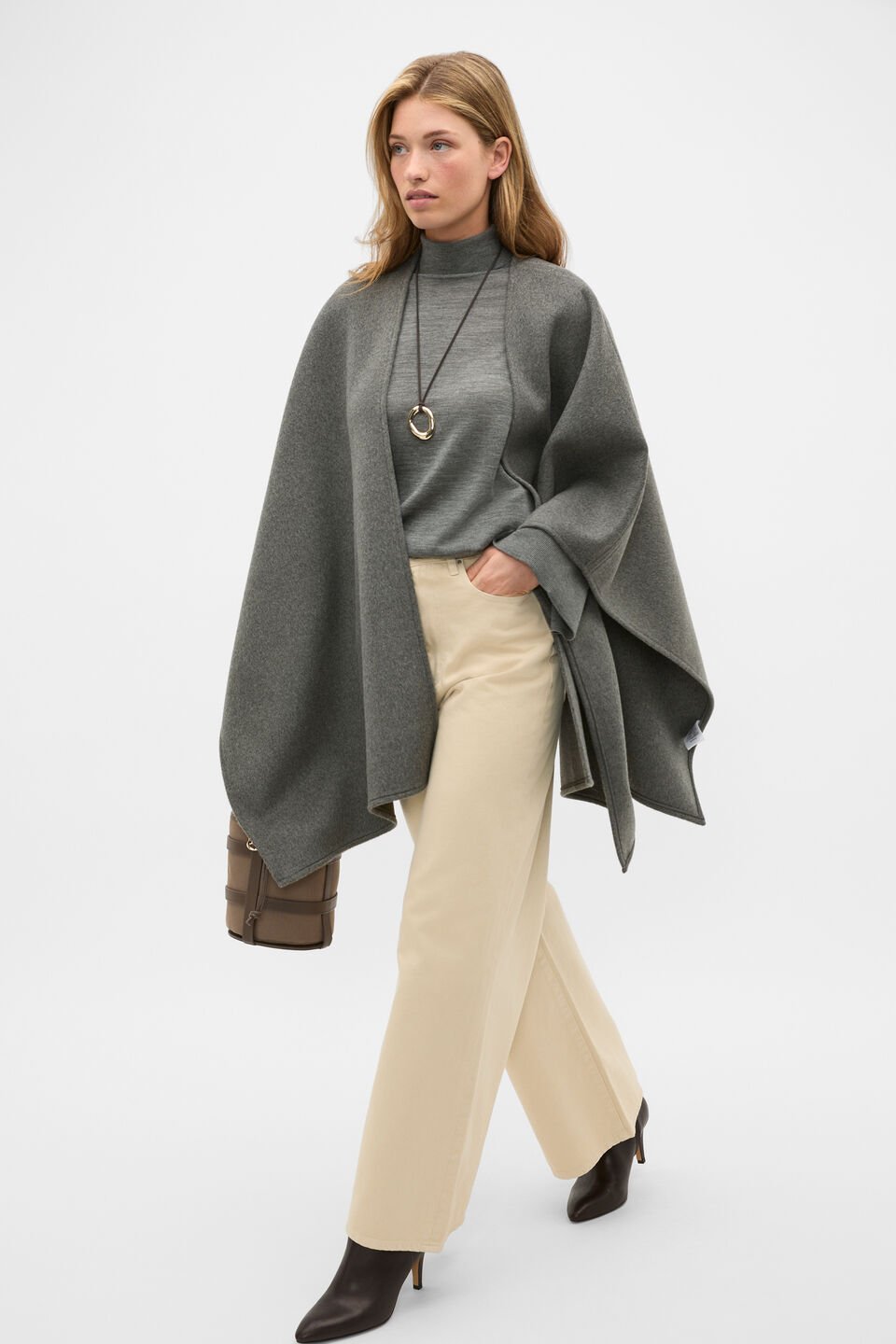 Fine Merino Mock Neck Knit  Charcoal Grey Marle