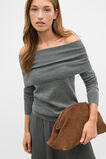 Off Shoulder Ruched Knit  Charcoal Grey Marle  hi-res