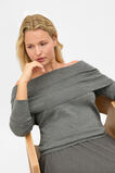 Off Shoulder Ruched Knit  Charcoal Grey Marle  hi-res