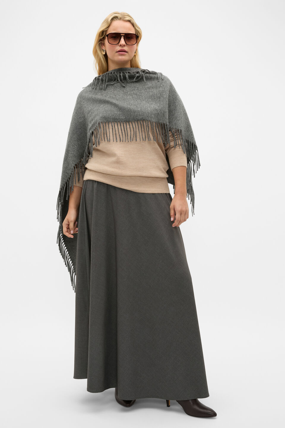 Crossdye Suit Skirt  Charcoal Crossdye