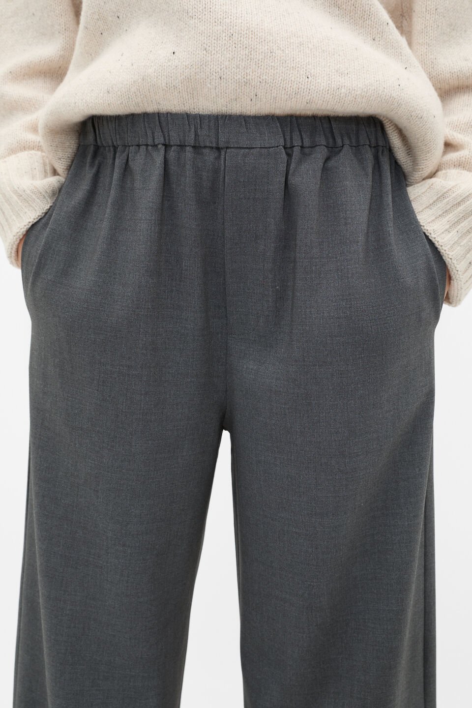 Elasticated Straight Leg Pant  Charcoal Crossdye