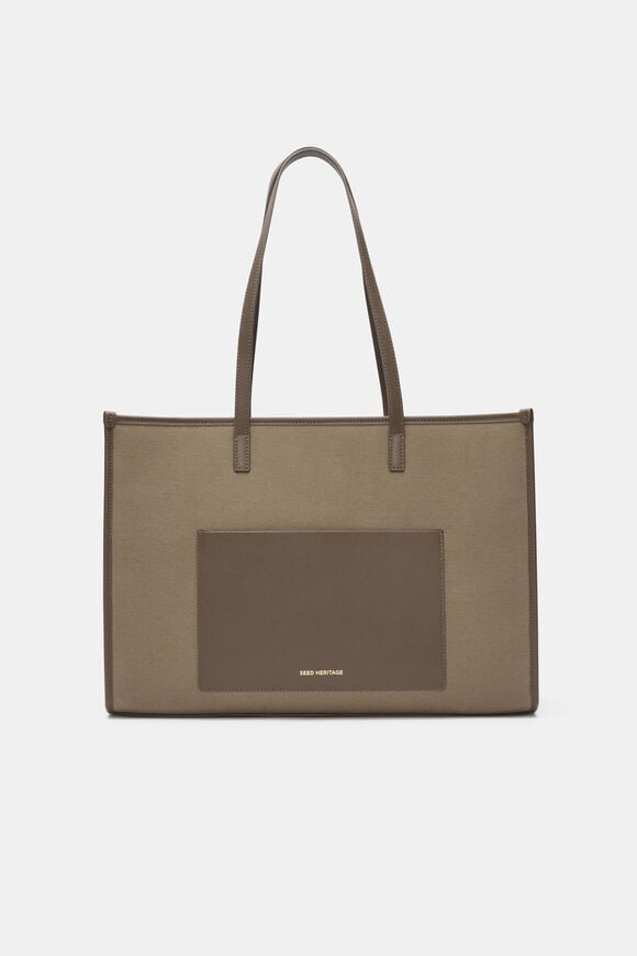 Leather Detail Carry All Tote  Cocoa  hi-res