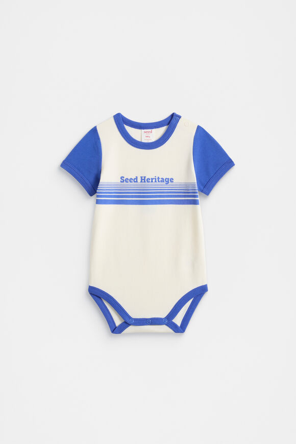 Colourblock Logo Bodysuit  Azure Blue  hi-res