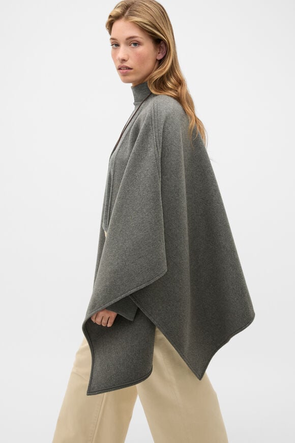 Wool Cape  Charcoal Grey Marle  hi-res