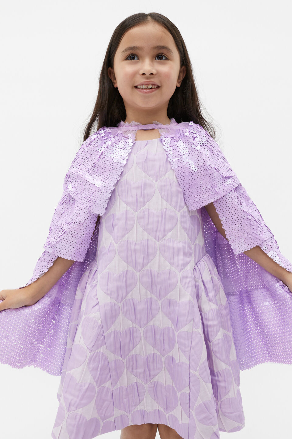 Heart Sequin Cape  Bright Orchid