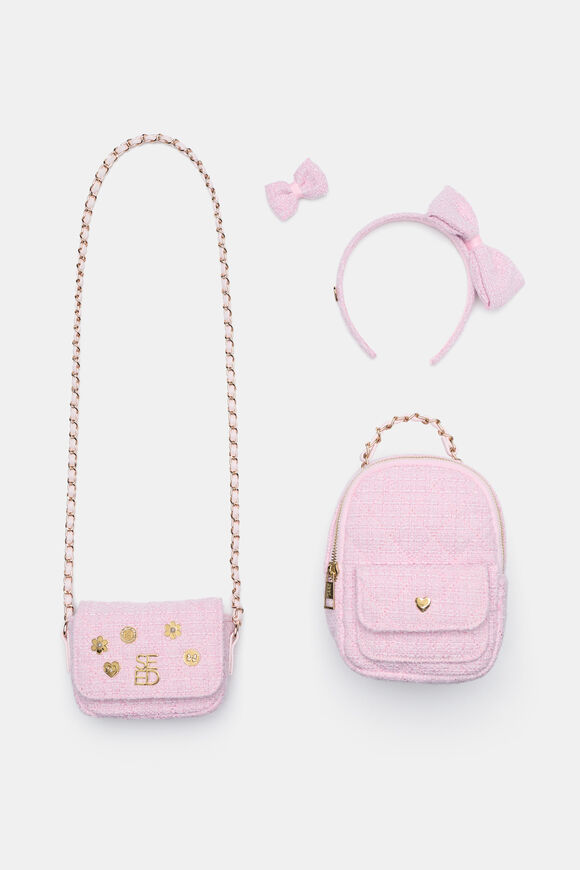 Tweed Bow Headband  Candy Pink  hi-res