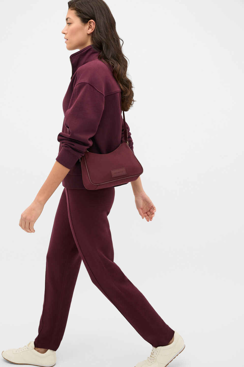 Heritage Zip Sweat  Plum Red