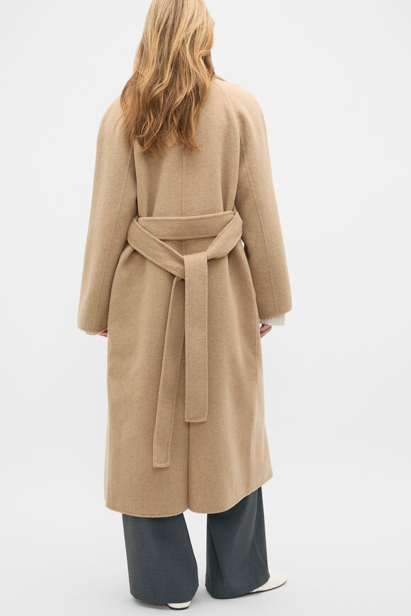 Wool Blend Waterfall Coat  Sandstone Marle  hi-res