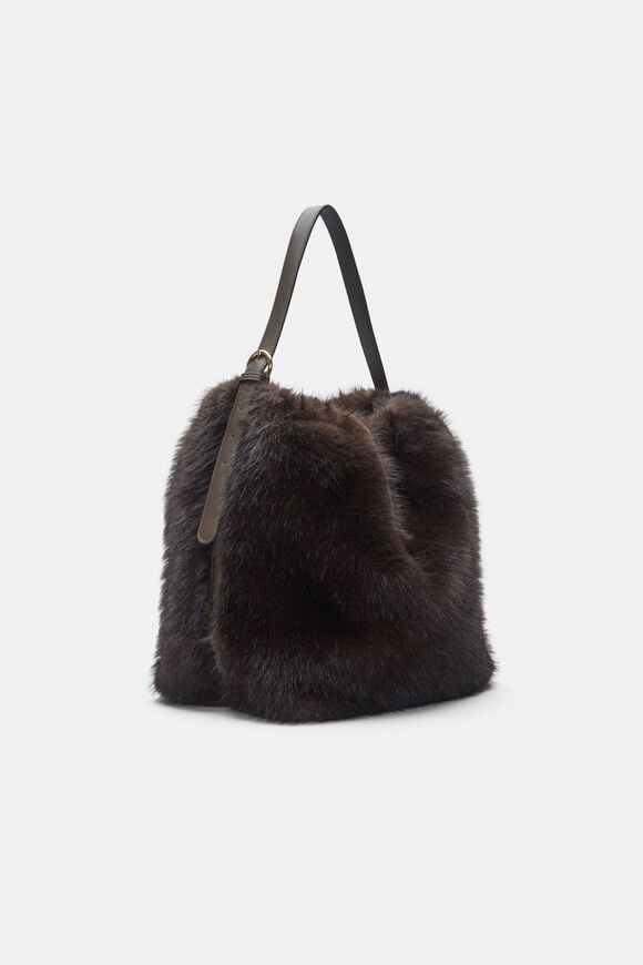 Fur Hobo Bag  Coffee Bean  hi-res
