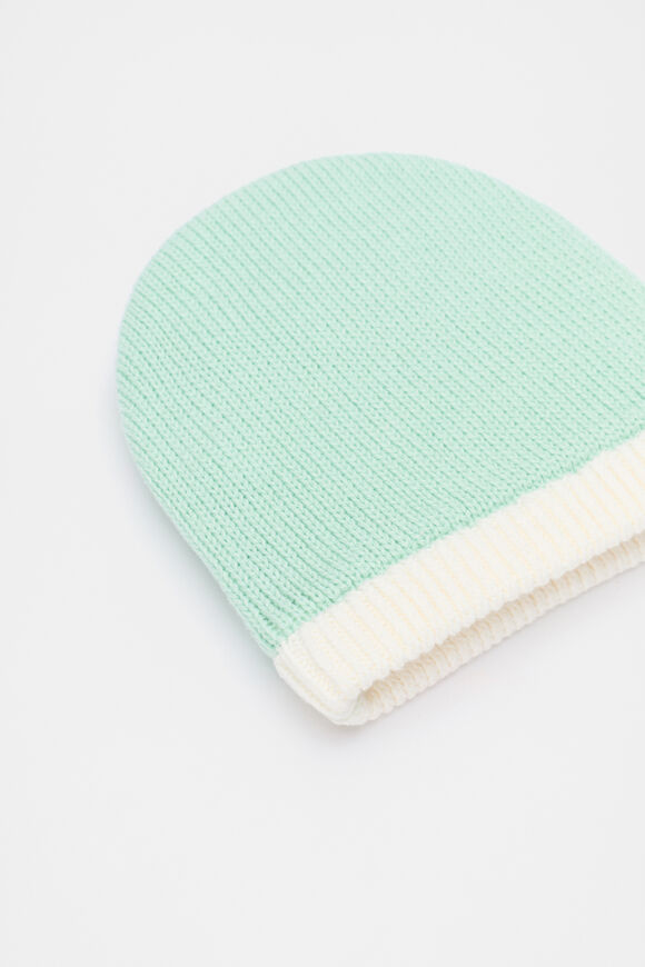 Colourblock Knit Beanie  Mint  hi-res