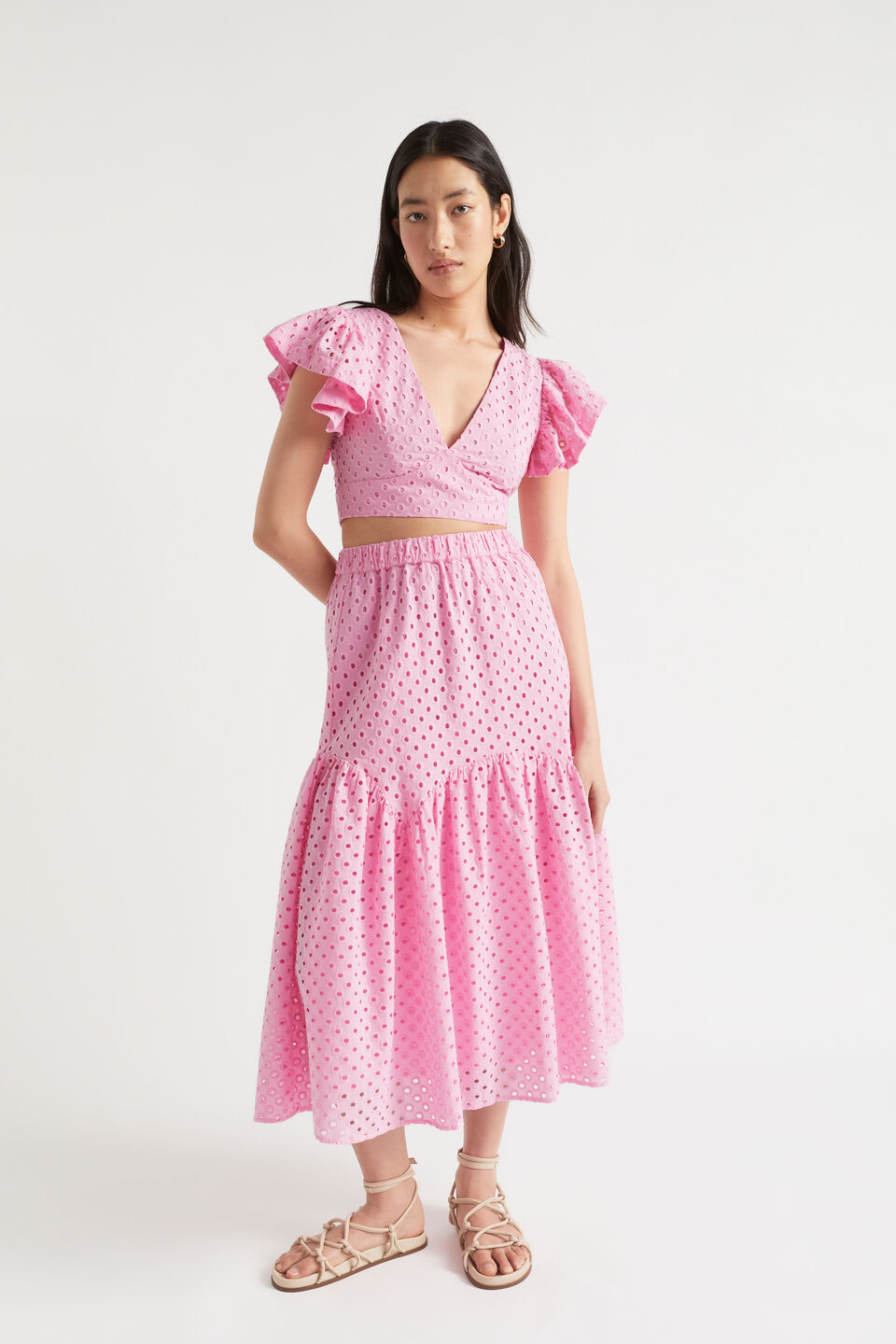 Broderie Crop Top  Soft Orchid