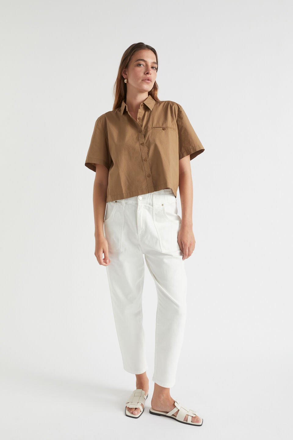 Poplin Crop Shirt  Deep Brass