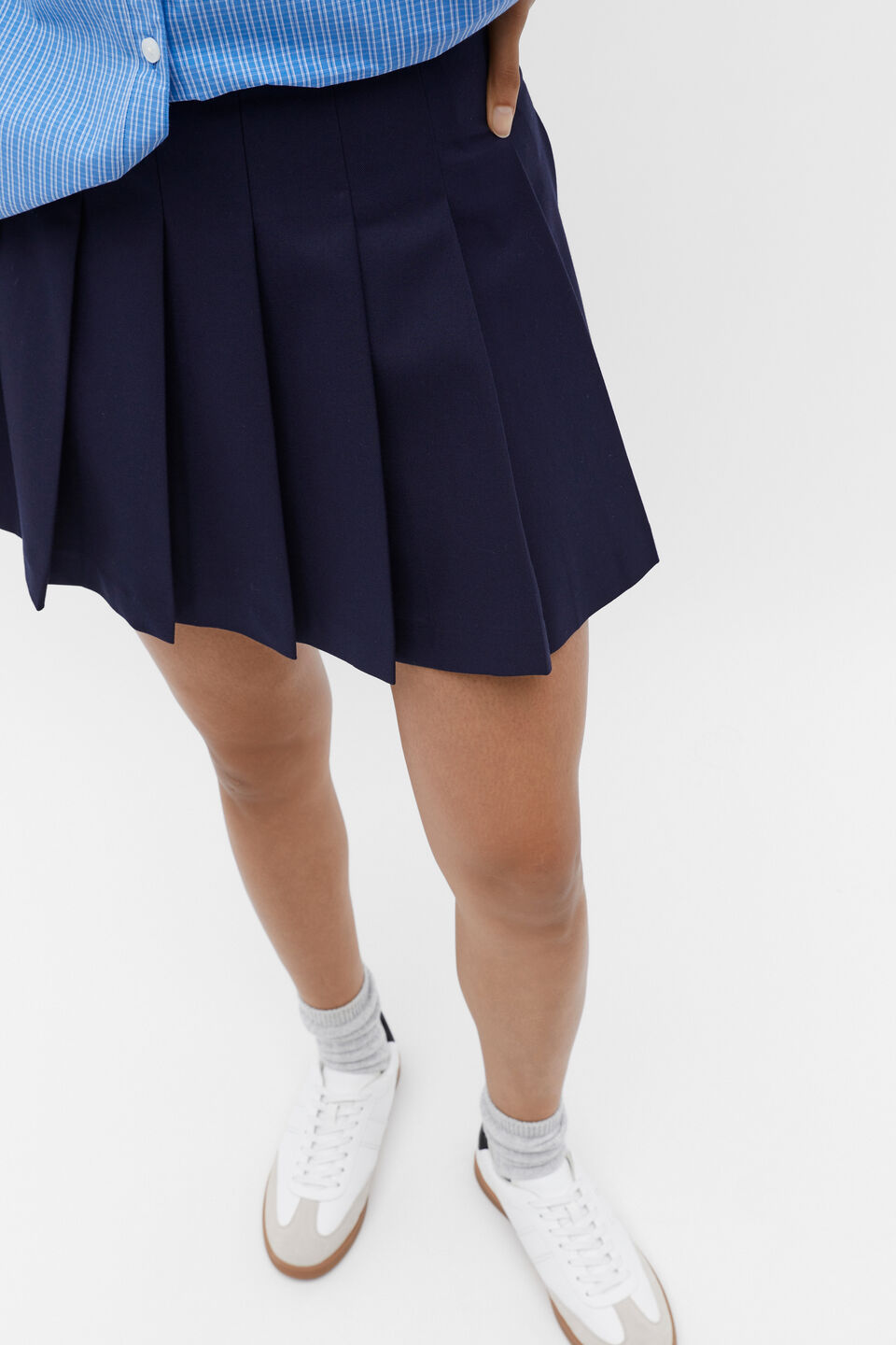 Pleated Mini Skirt  Midnight Sky