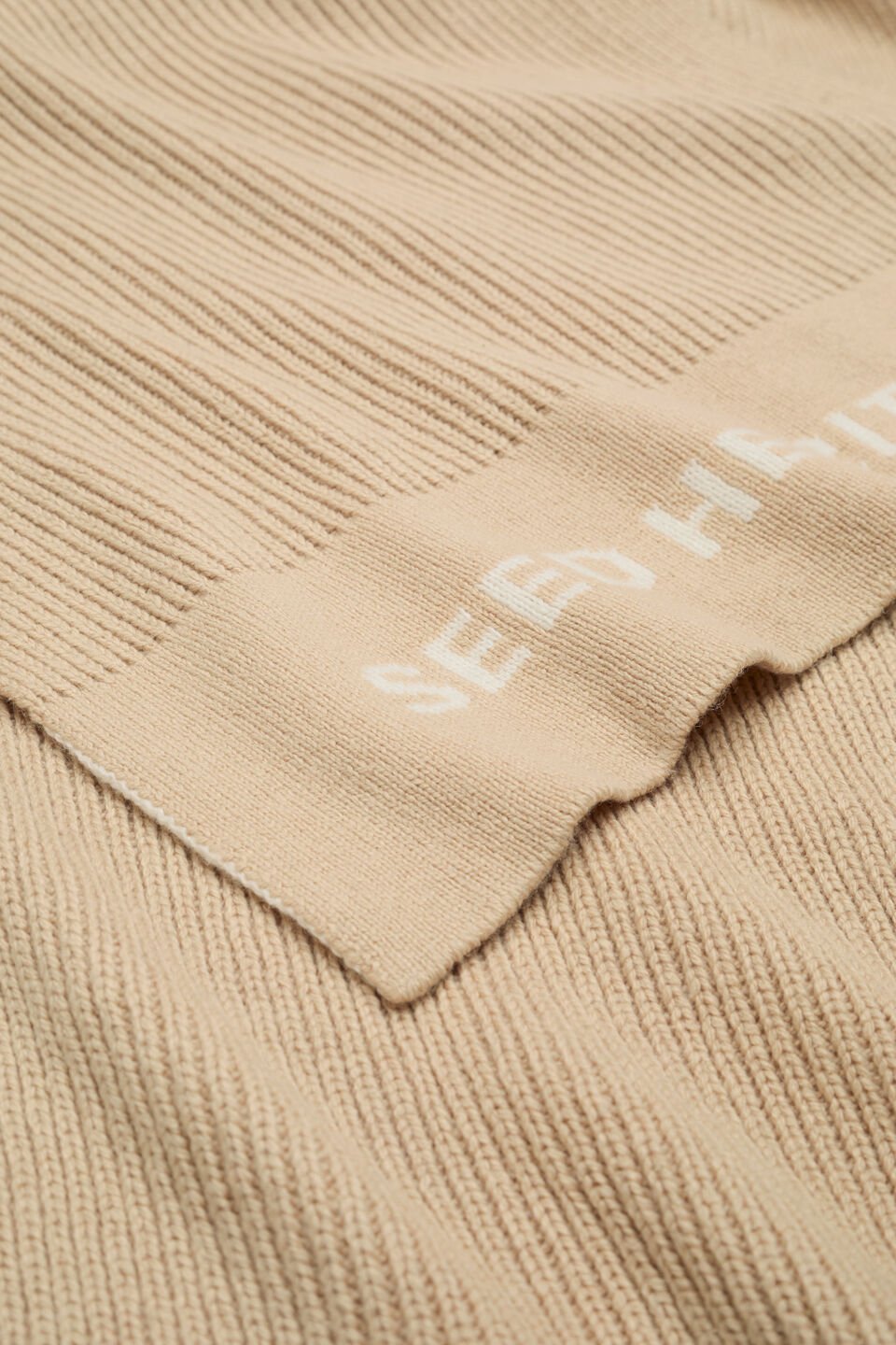 Rib Knit Logo Scarf  Sandstone Marle