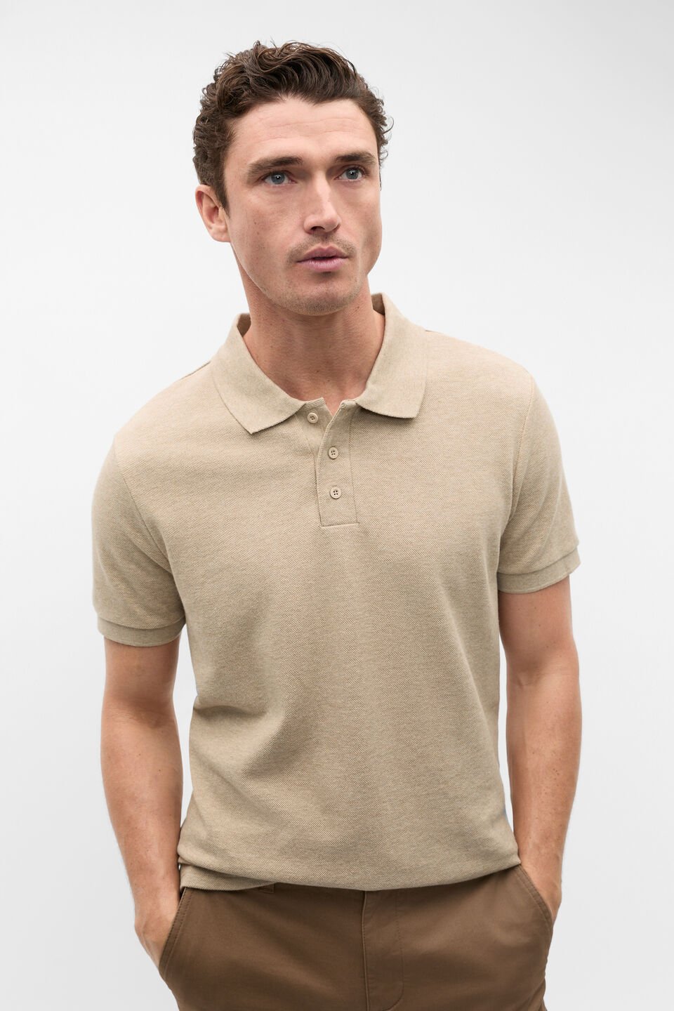 Textured Polo  Dark Stone