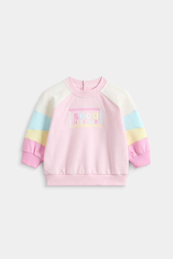 Colourblock Logo Sweat  Pink Lemonade  hi-res