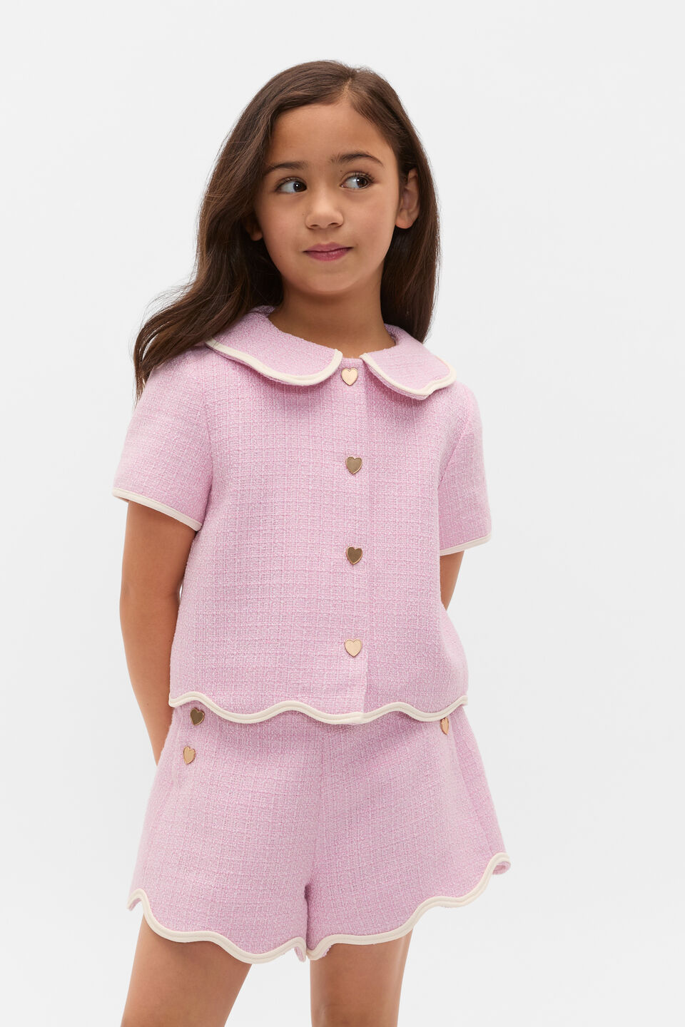 Scallop Tweed Jacket  Candy Pink