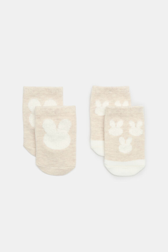 Fluffy Bunny Sock 2 Pack  Oat Marle  hi-res