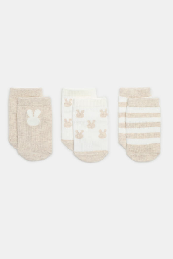 Bunny Sock 3 Pack  Oat Marle  hi-res