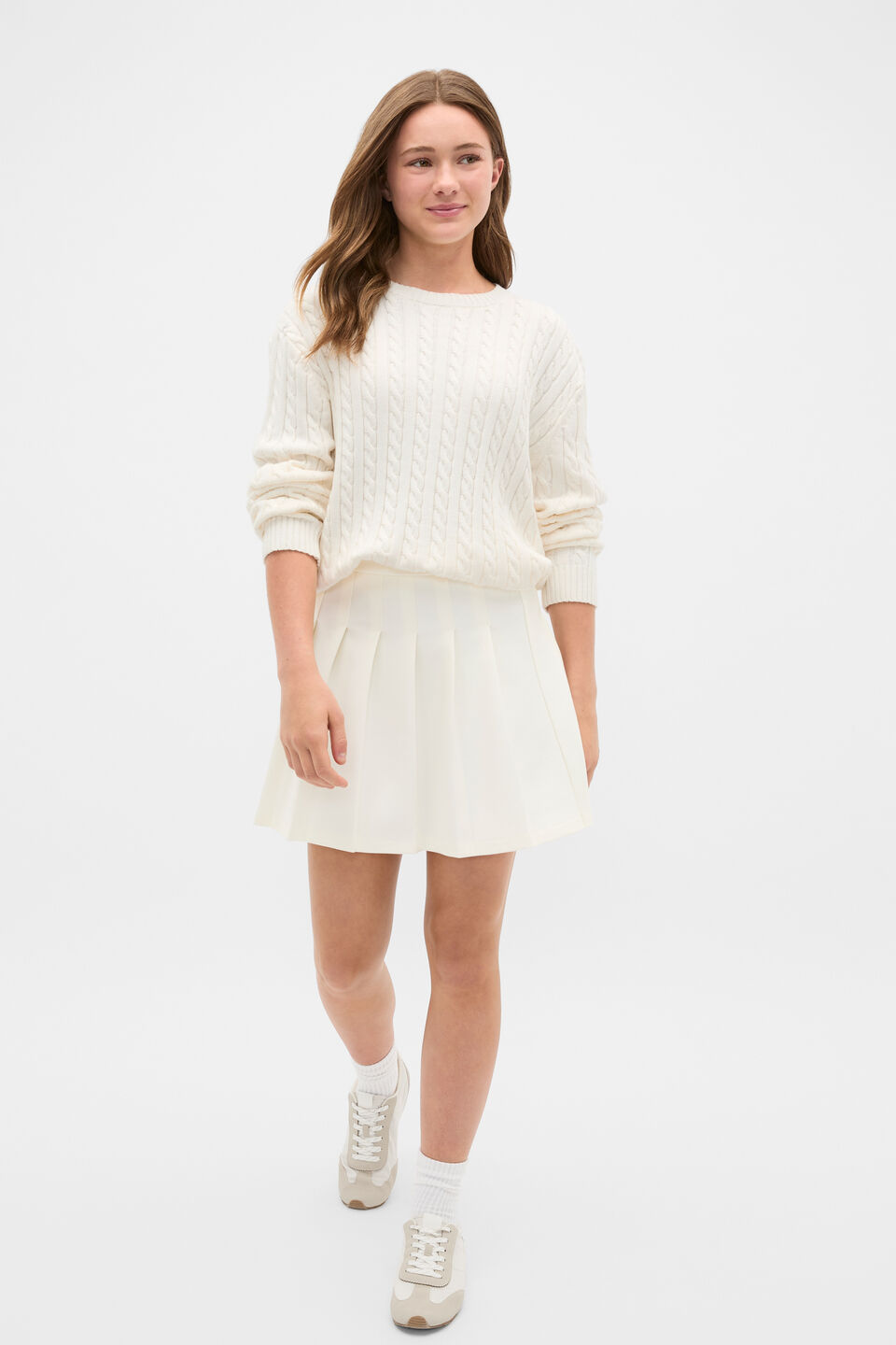 Relaxed Cable Knit Sweater  Classic Cream