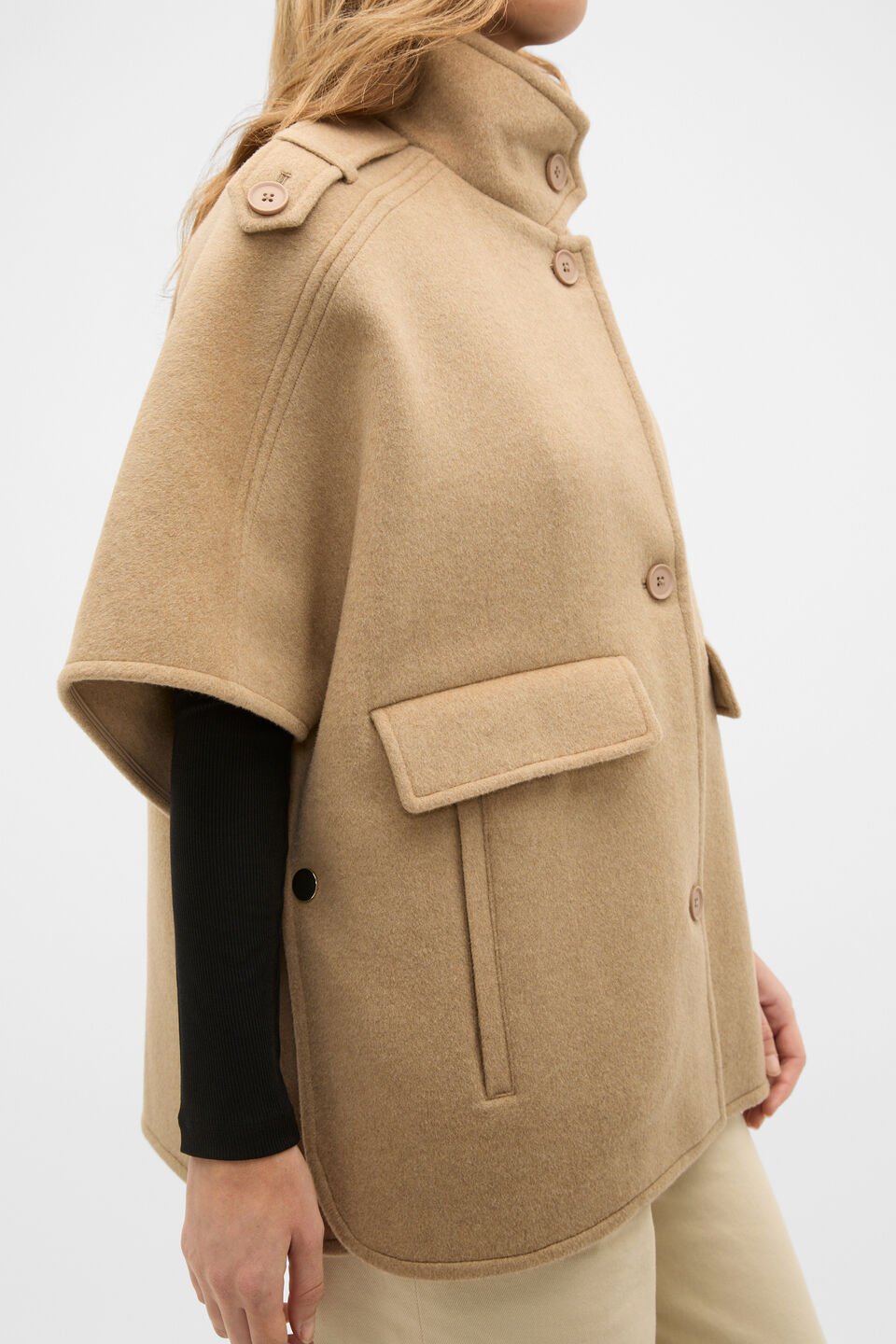 Wool Trench Cape  Sandstone