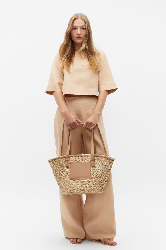 Linen Pleat Front Trouser  Nougat  hi-res