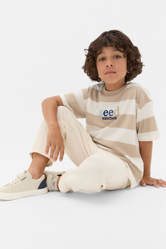 Stripe Multi Logo Tee  Milk Tea  hi-res