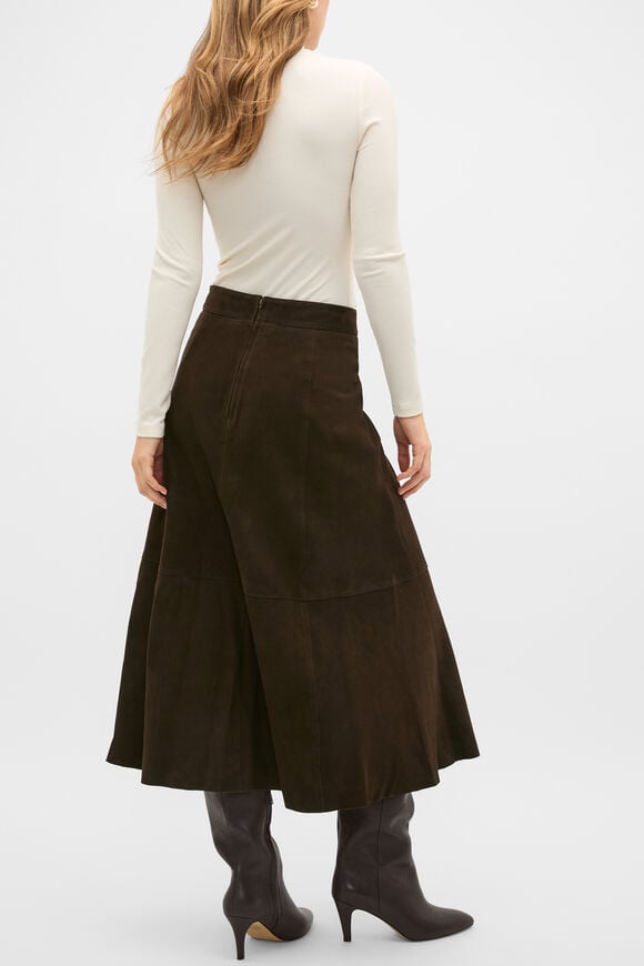 Suede Midi A Line Skirt  Coffee Bean  hi-res