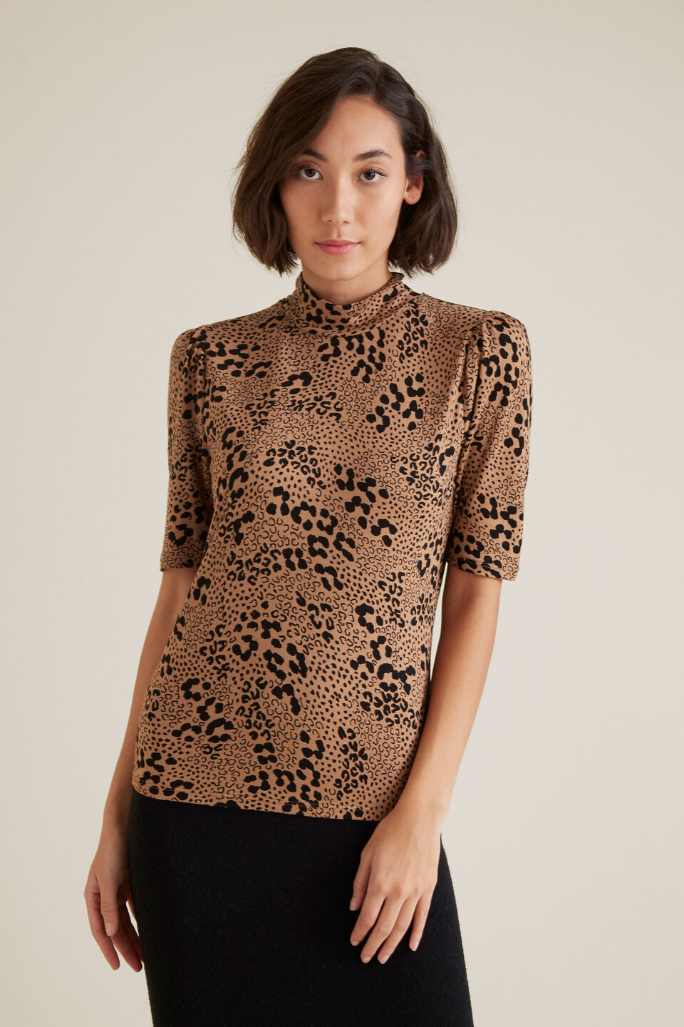 High Neck Animal Top  