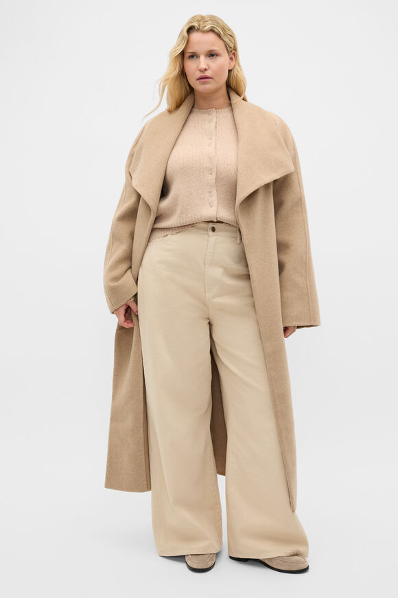 Merino Button Up Knit Cardigan  Sandstone Marle  hi-res